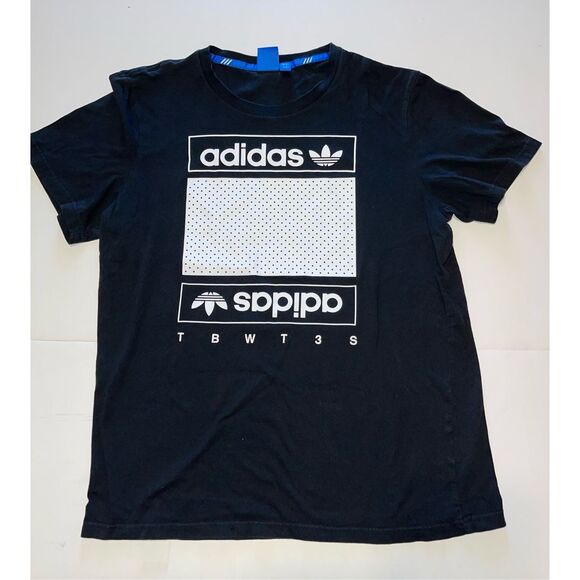 Adidas Boys T-Shirt TBWT3S Black with White Size Large - Picture 1 of 6
